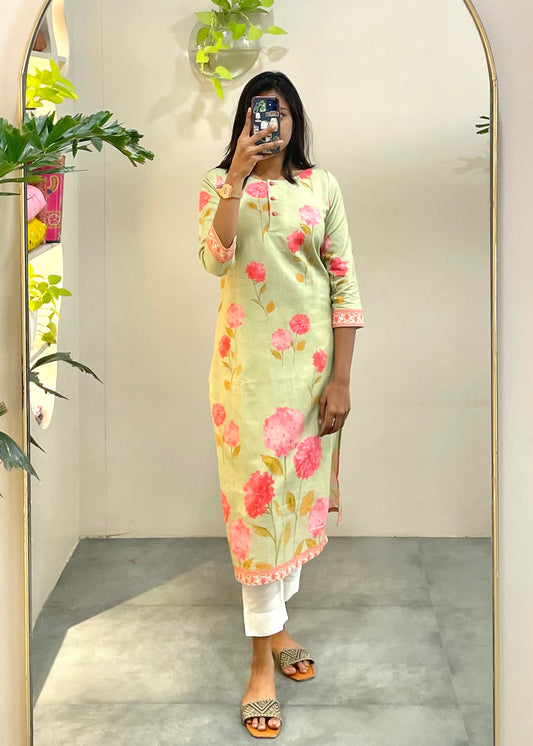 Floral Cotton Kurta