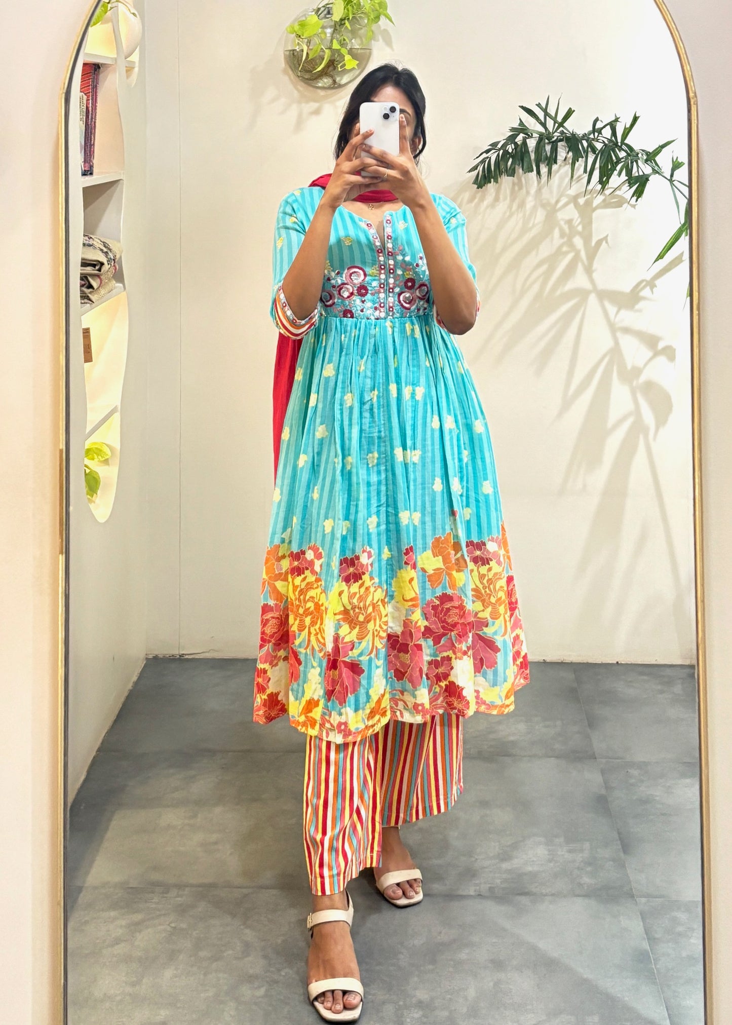 Aqua Blossom Suit Set