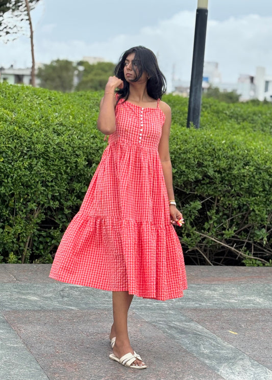Gingham Strap Dress