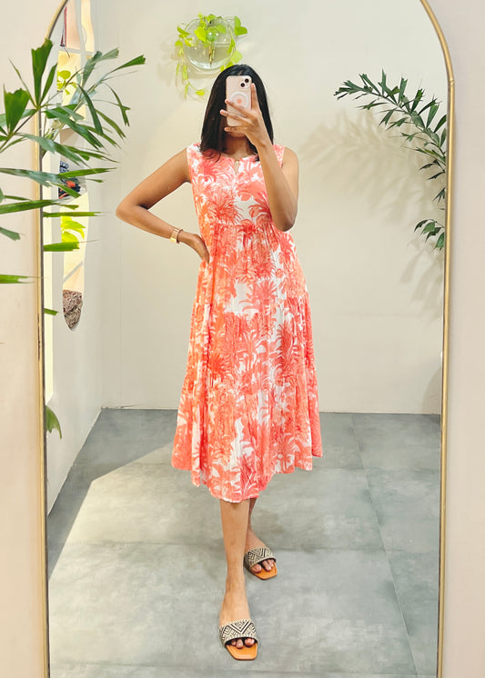 Tropical Bloom Flared Dress