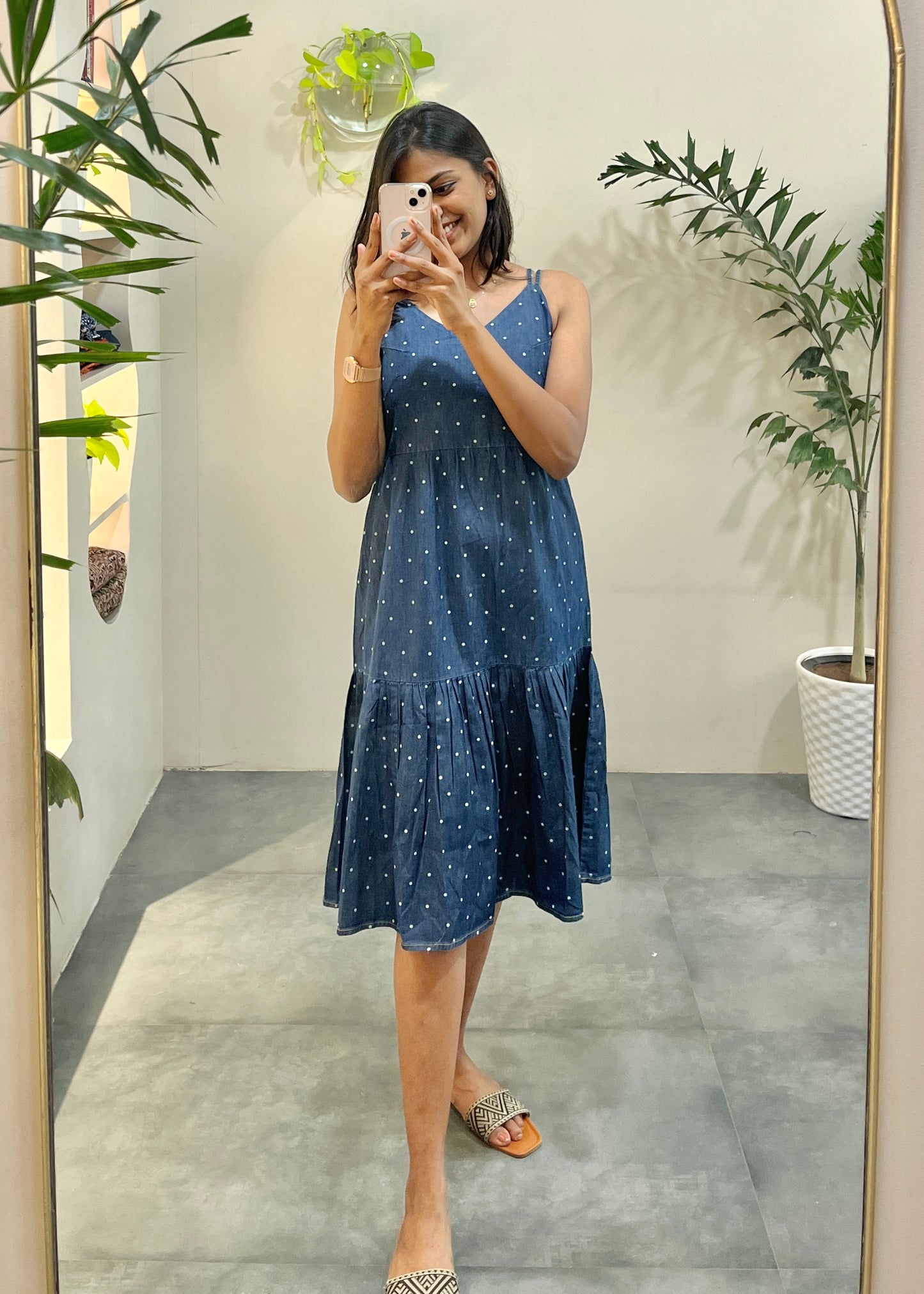 Denim Polka Dress